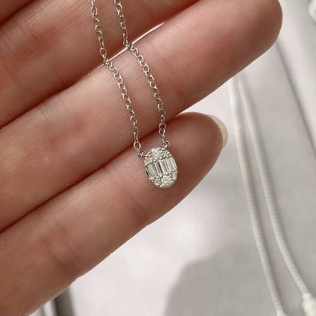K18 Mosaic Oval Diamond Necklace - S