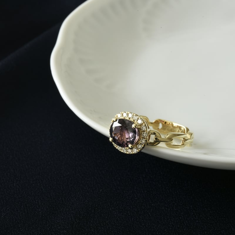 K18 Grape Sapphire Chain Link Ring | HANA JEWELS