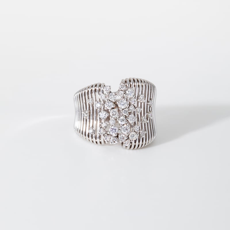 K18 Mokume Diamond dust Ring | HANA JEWELS