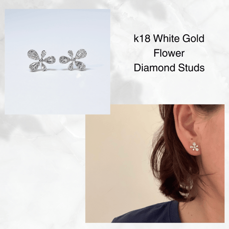 K18 Flower Diamond Studs（ピアス）