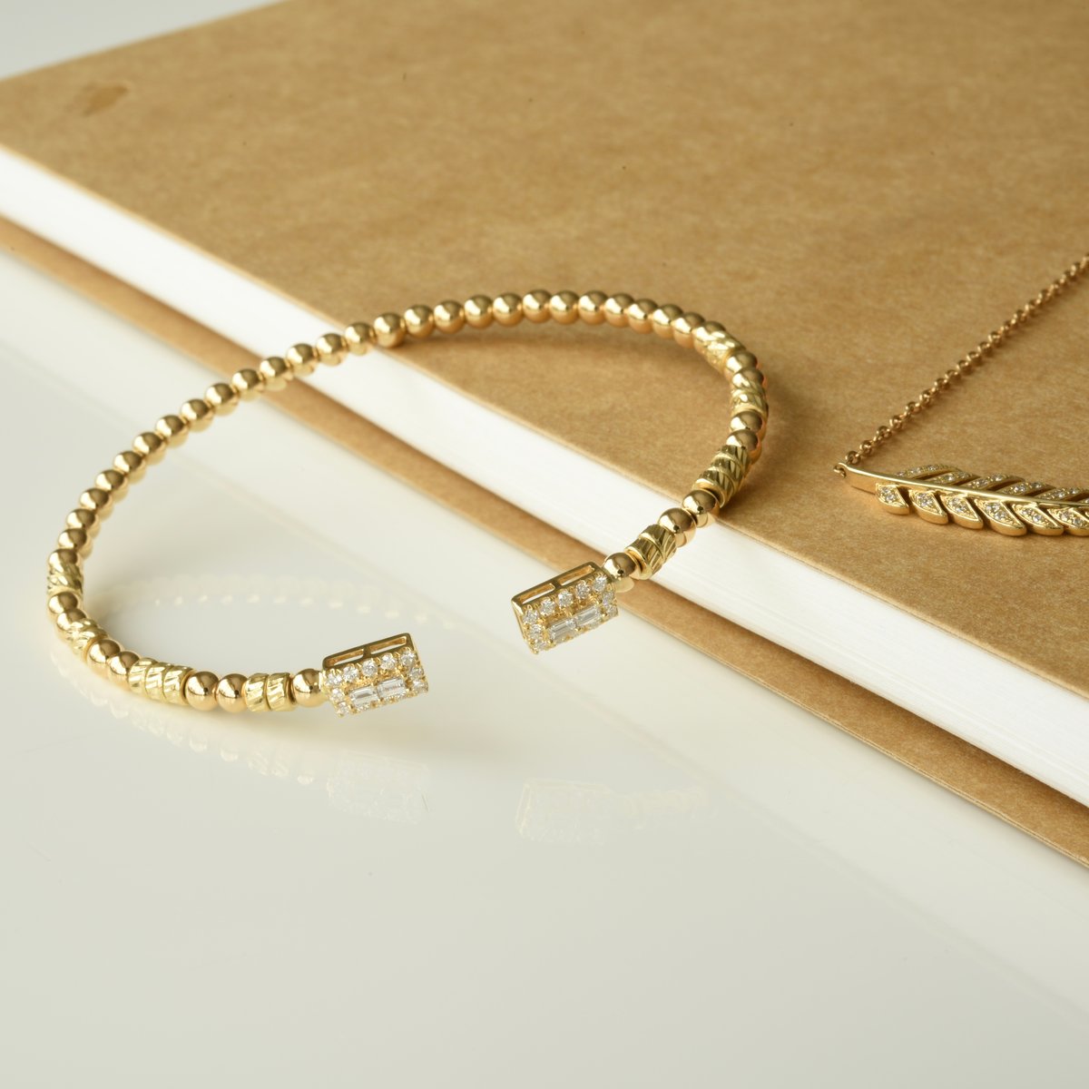 K18 Flexible Diamond Bangle - YG | HANA JEWELS