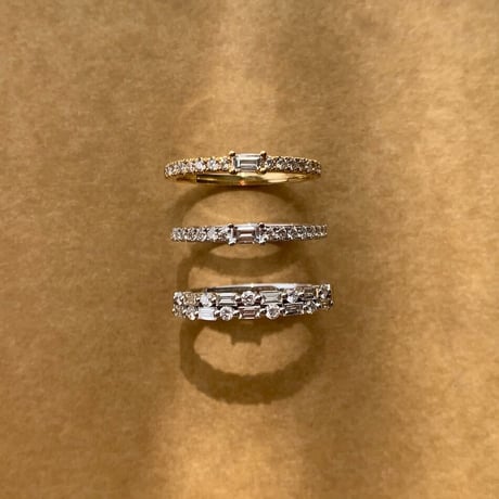 K18  BG Diamond Double Ring