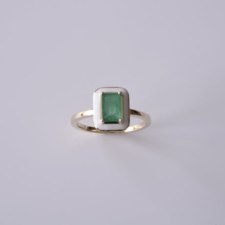 K14 Emerald Enamel Ring