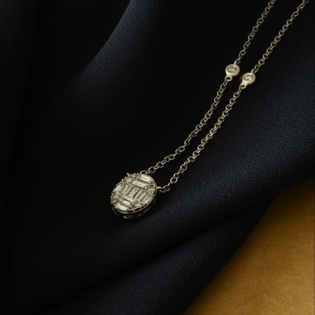 K18 Mosaic Oval Diamond Necklace - L