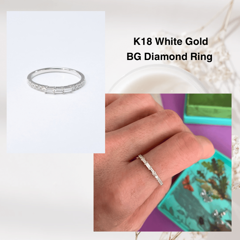 【WEB限定】 K18 Triple Baguette Diamond Ring | HANA JEWELS アクセサリー