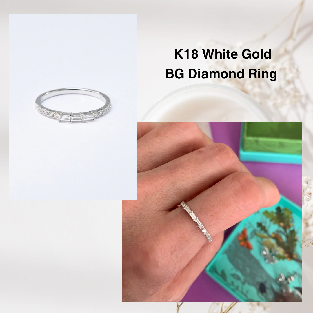 K18 Triple Baguette Diamond Ring | HANA JEWELS