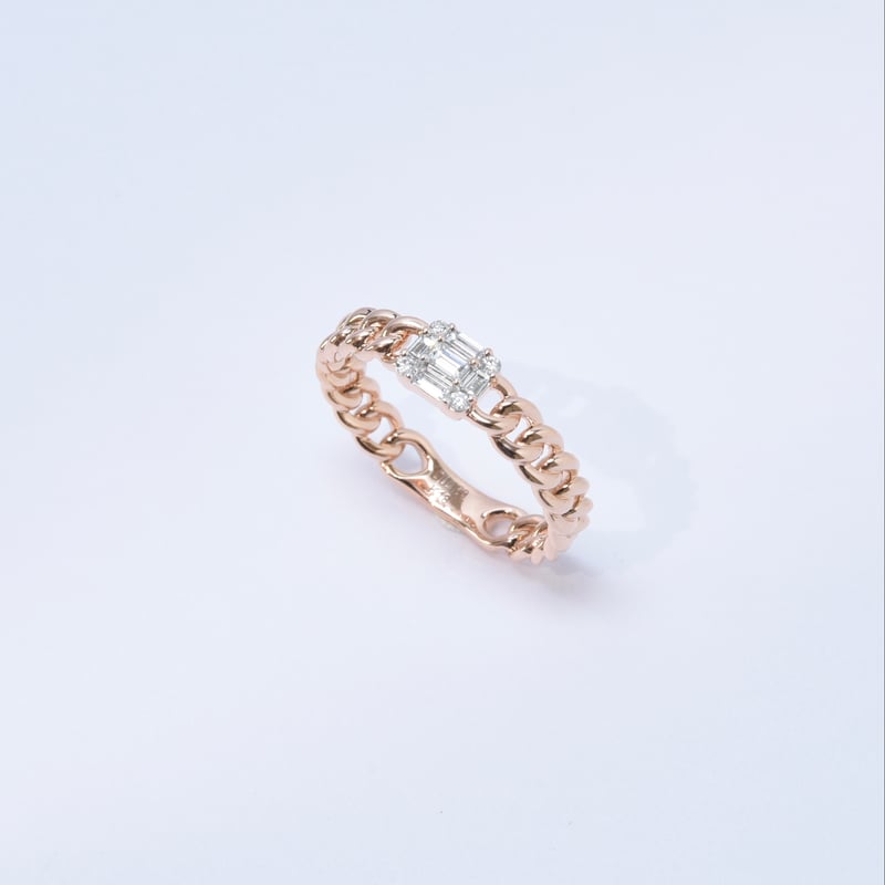 K18 Mosaic Diamond Chain Ring | HANA JEWELS