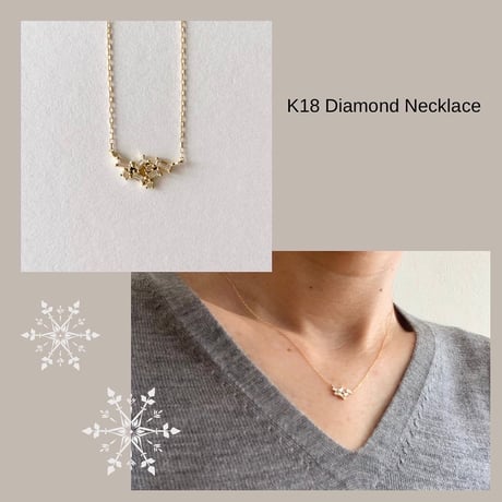 K18 Snow Flake Diamond  Necklace