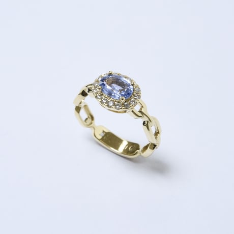 K18 Pale Blue Sapphire Chain Link Ring