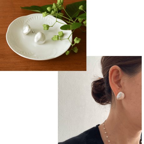 18K Freshwater Pearl Studs（ピアス）