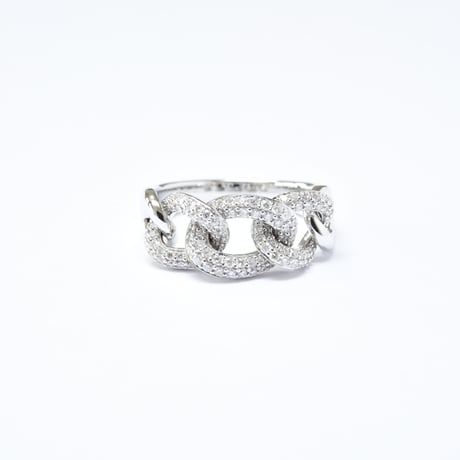 K18 Chain Link Diamond Ring