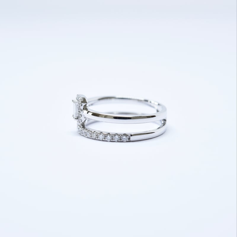 K18 Baguette Diamond Two-Row Ring | HANA JEWELS