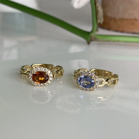 K18 Pale Blue Sapphire Chain Link Ring