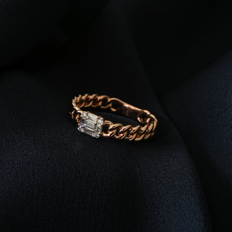 K18 Mosaic Diamond Chain Ring | HANA JEWELS K18 Mosaic Diamond Chain Ring | HANA JEWELS