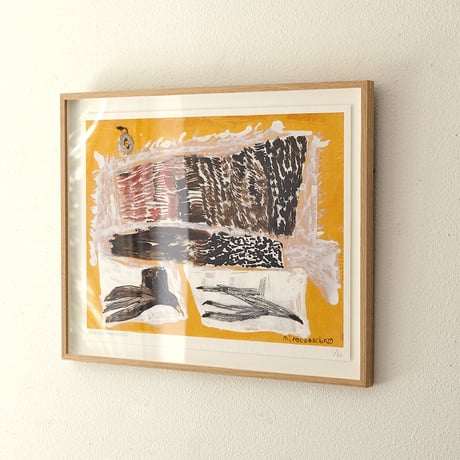 ミロコマチコ/mirocomachiko　ジークレー版画『天を向く鷹』( Edition No. &サイン入り)【額装付き】