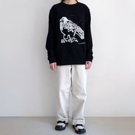 ミロコマチコ × Call  オリジナルロングスリーブTシャツ ”falcon”  ブラック
