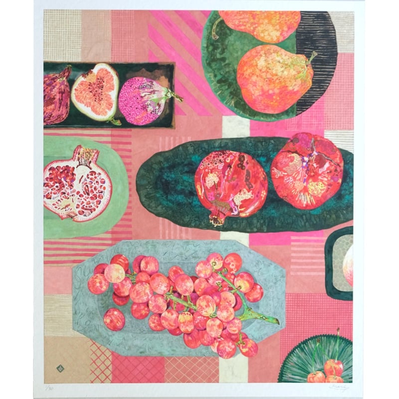 栗原由子 / Yuko Kurihara ジークレー版画『pink fruits, green