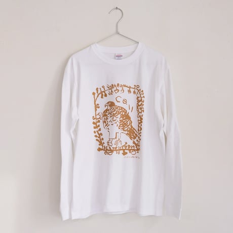 ミロコマチコ × Call オリジナルロングスリーブTシャツ ”frame falcon”ホワイト
