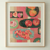 栗原由子 / Yuko Kurihara　ジークレー版画『pink fruits, green plates』( Edition No. &サイン入り)【額装付き】