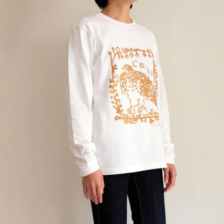 ミロコマチコ × Call オリジナルロングスリーブTシャツ ”frame falcon”ホワイト