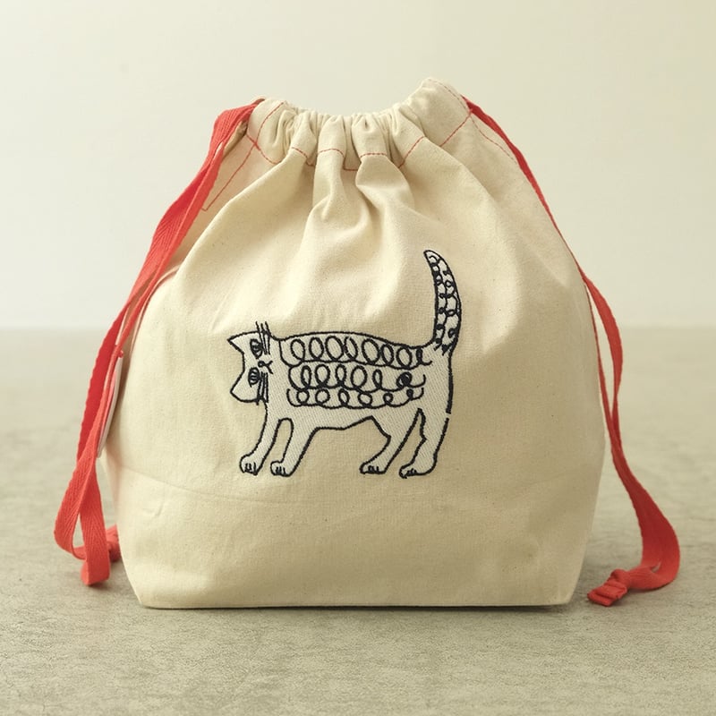 ミロコマチコ 刺繍巾着 ネコ | Call