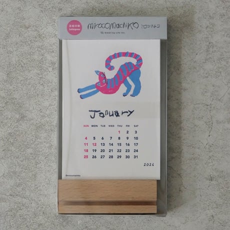 ミロコマチコ レタープレス卓上カレンダー 2026 (木製スタンド付き)