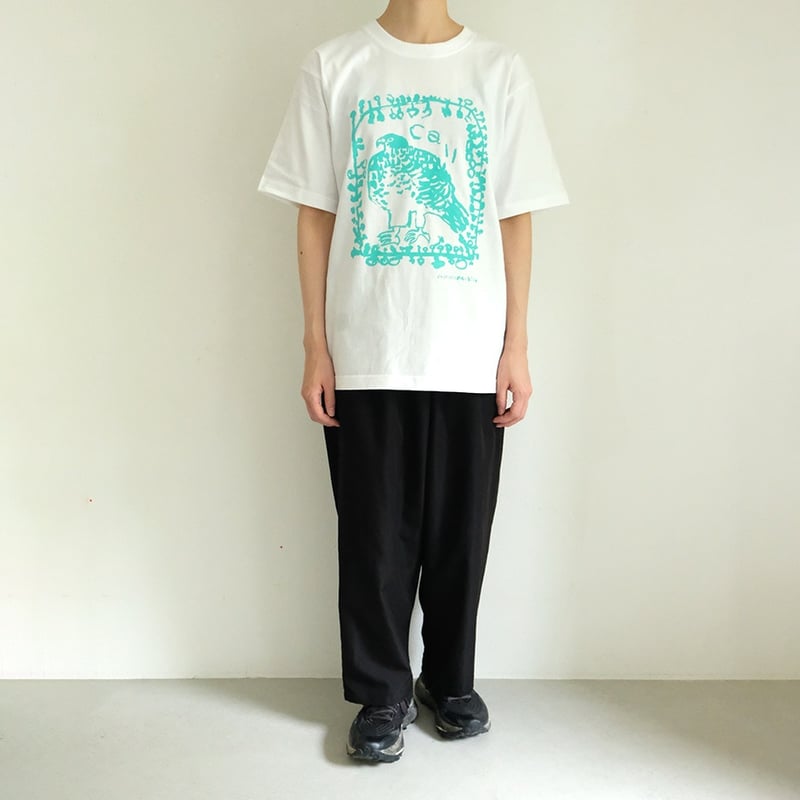 ミロコマチコ × Call 新作オリジナルTシャツ ”frame falcon” ホワイト