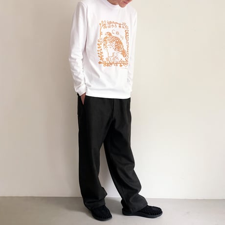 ミロコマチコ × Call オリジナルロングスリーブTシャツ ”frame falcon”ホワイト