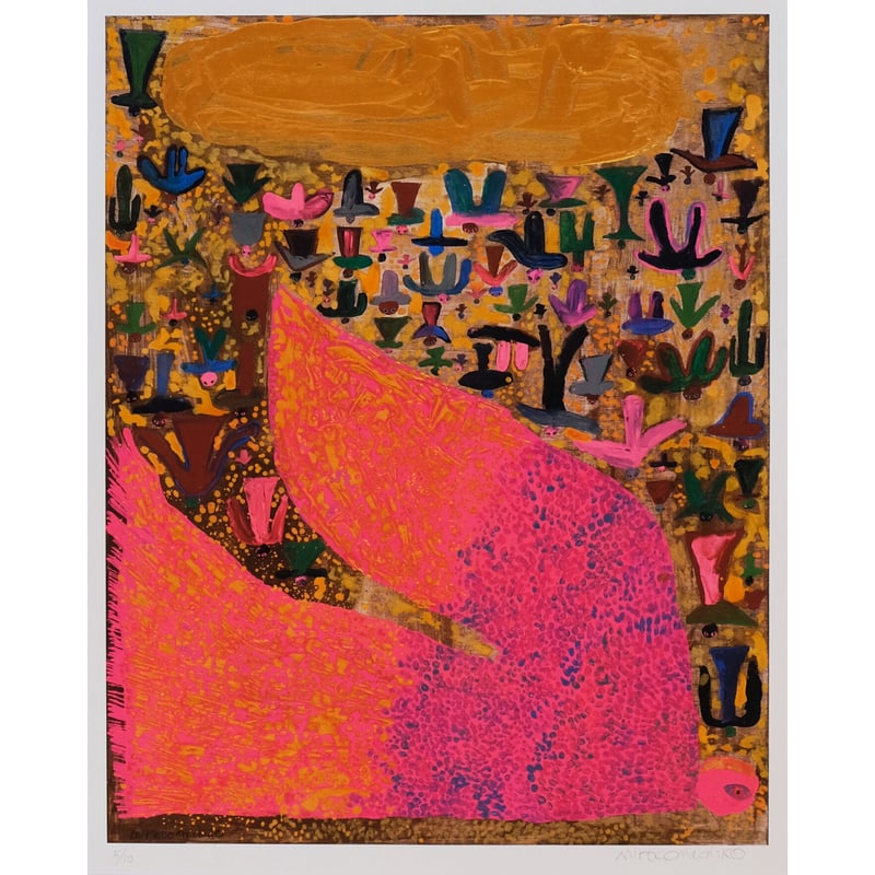 ミロコマチコ/mirocomachiko ジークレー版画『春』( Edition No. &サ