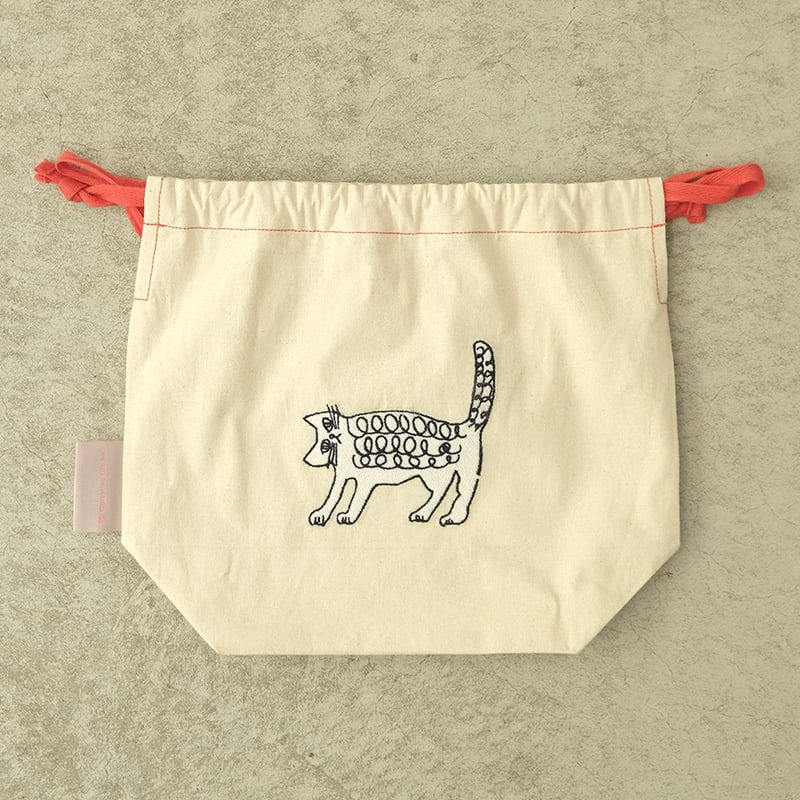 ミロコマチコ 刺繍巾着 ネコ | Call