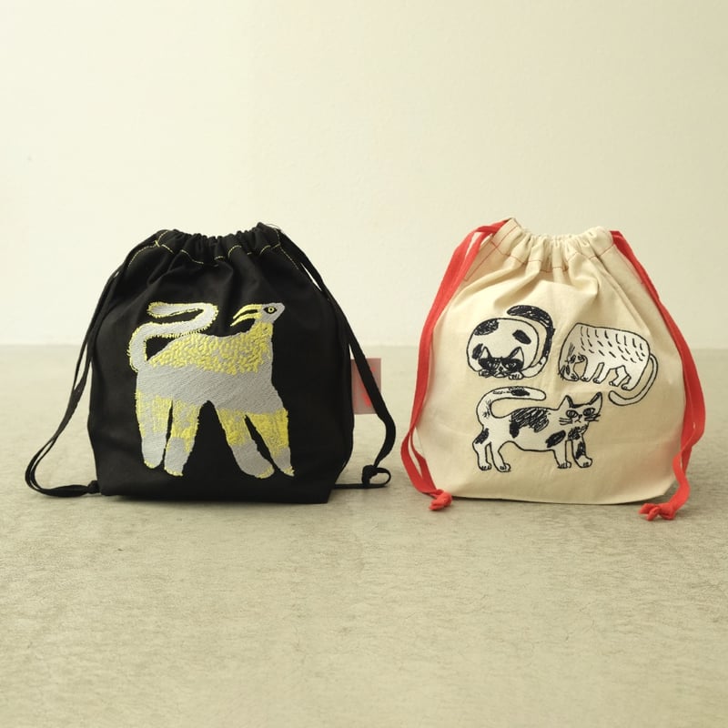 ミロコマチコ 刺繍巾着 ネコ | Call