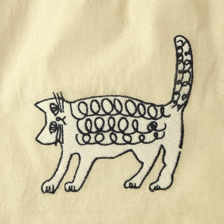 ミロコマチコ 刺繍巾着 ネコ