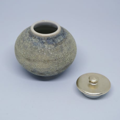 モリスゾイ 作品 no.79-1 色銀箔押し蓋付茶入