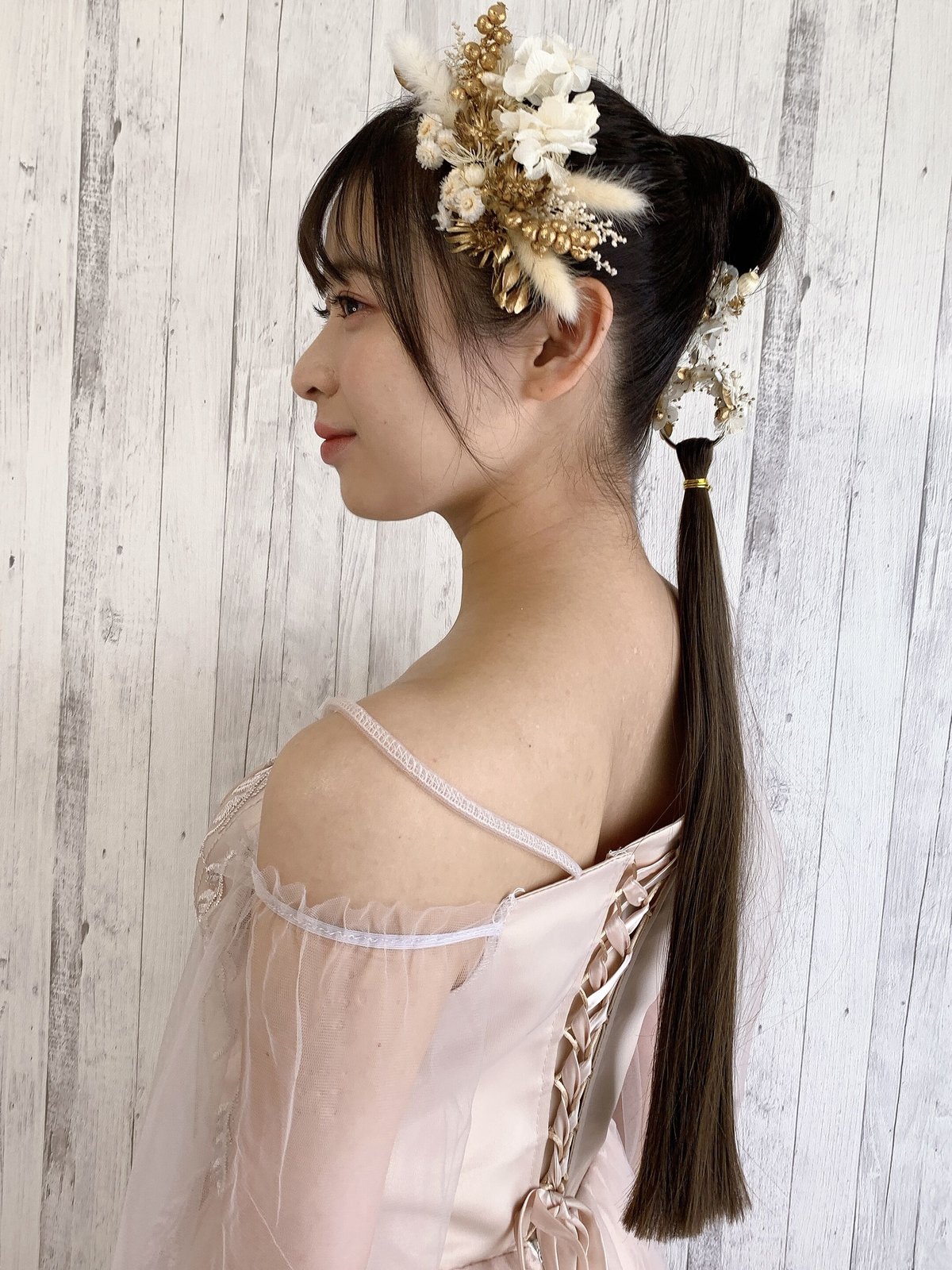 オーダーメイド品】レッド×ブラックのフラワーポニーテール