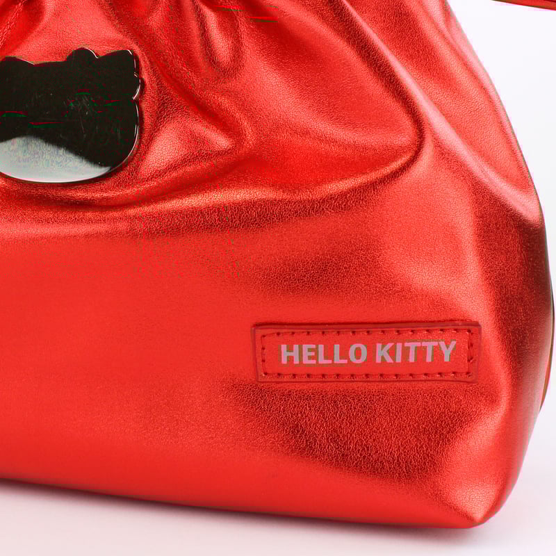 ハローキティレッド メタリックリボン巾着ショルダーバッグ | MANUFATTO