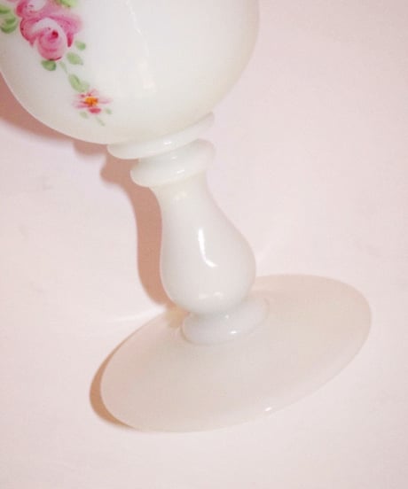French Rose Ribbon Opaline Vase