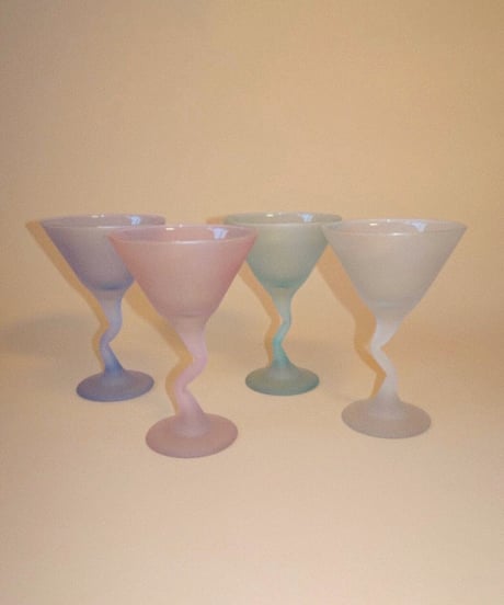 Pastel Martini Zig Zag Stem Glass