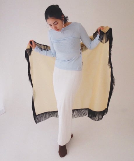 MERRMA - Silk Fringe Pareo ( Black/Yellow ) / Last 1点