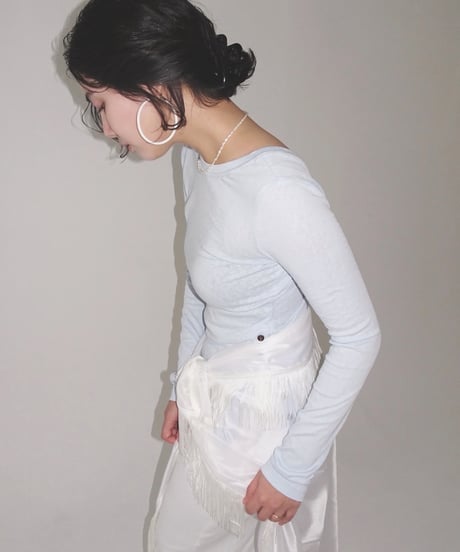 MERRMA - Silk Fringe Pareo ( White )  / Last 1点