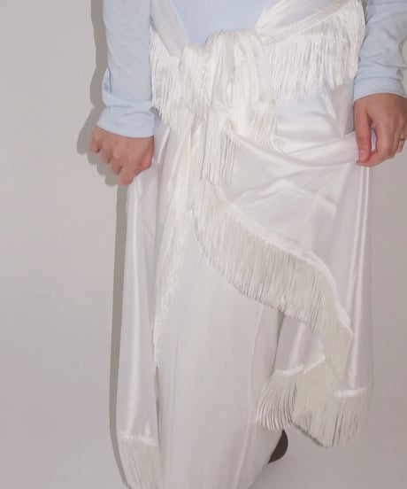 MERRMA - Silk Fringe Pareo ( White )  / Last 1点