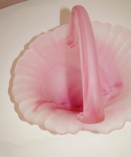 Pink Frosted Glass Basket