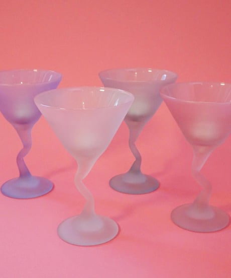 Pastel Martini Zig Zag Stem Glass
