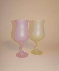 Pastel Round Zig Zag Stem Glass