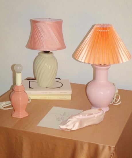 Round Pink Orange Shade Lamp