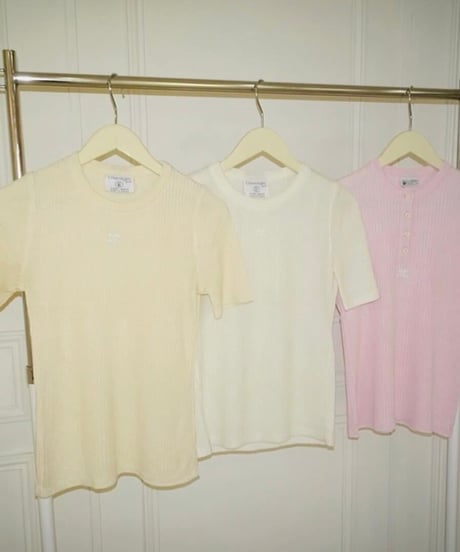 Courrèges -  Rib knit Short Sleeve Tops