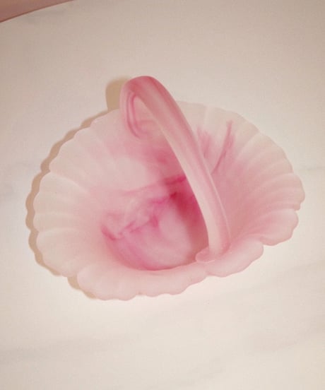 Pink Frosted Glass Basket