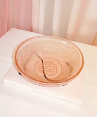 Flower Relief Pink Glass Bowl