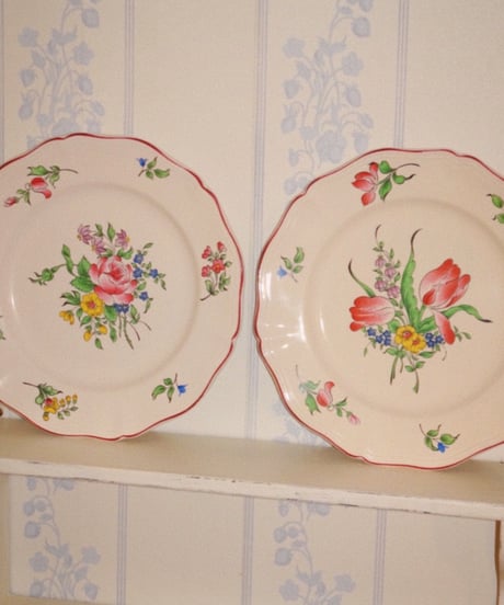 Luneville - Rose Flower Antique Plate