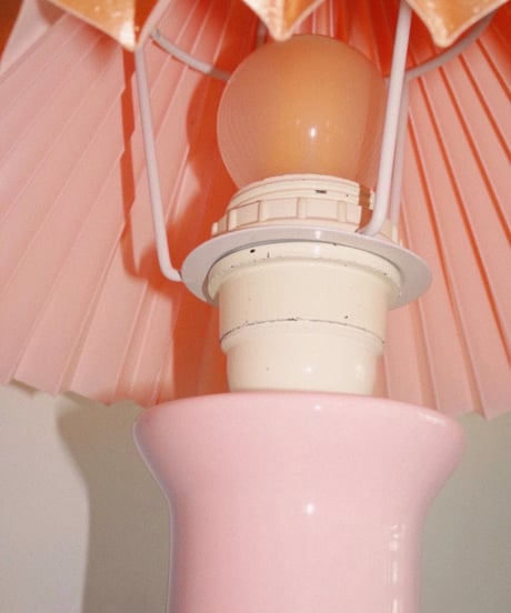Round Pink Orange Shade Lamp