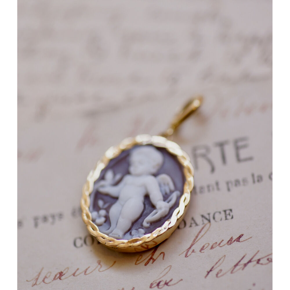 エンジェルカメオ 手作りイエローゴールド枠ペンダント | izumi  